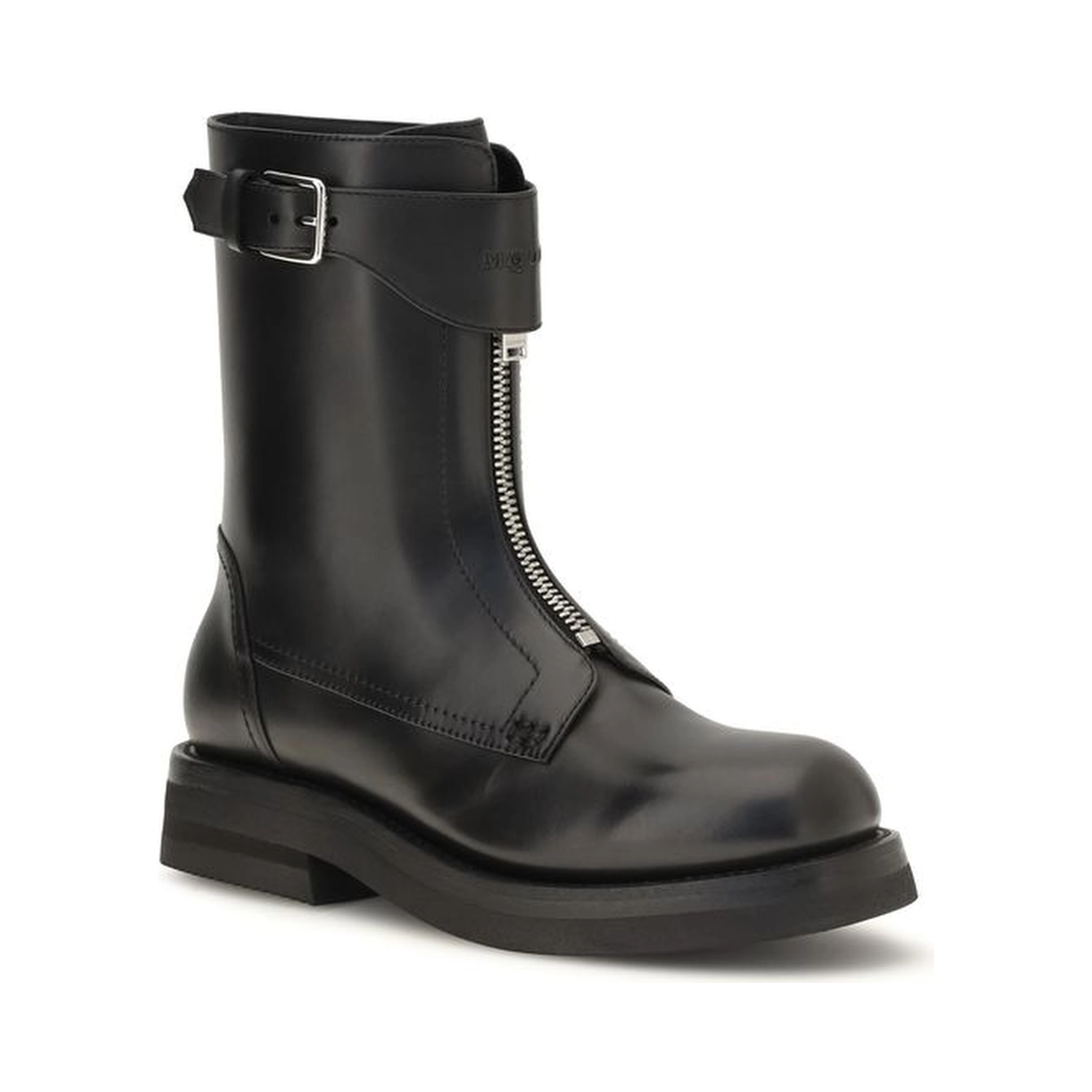 Black Calf Leather Bos Taurus Lace-Up Boots