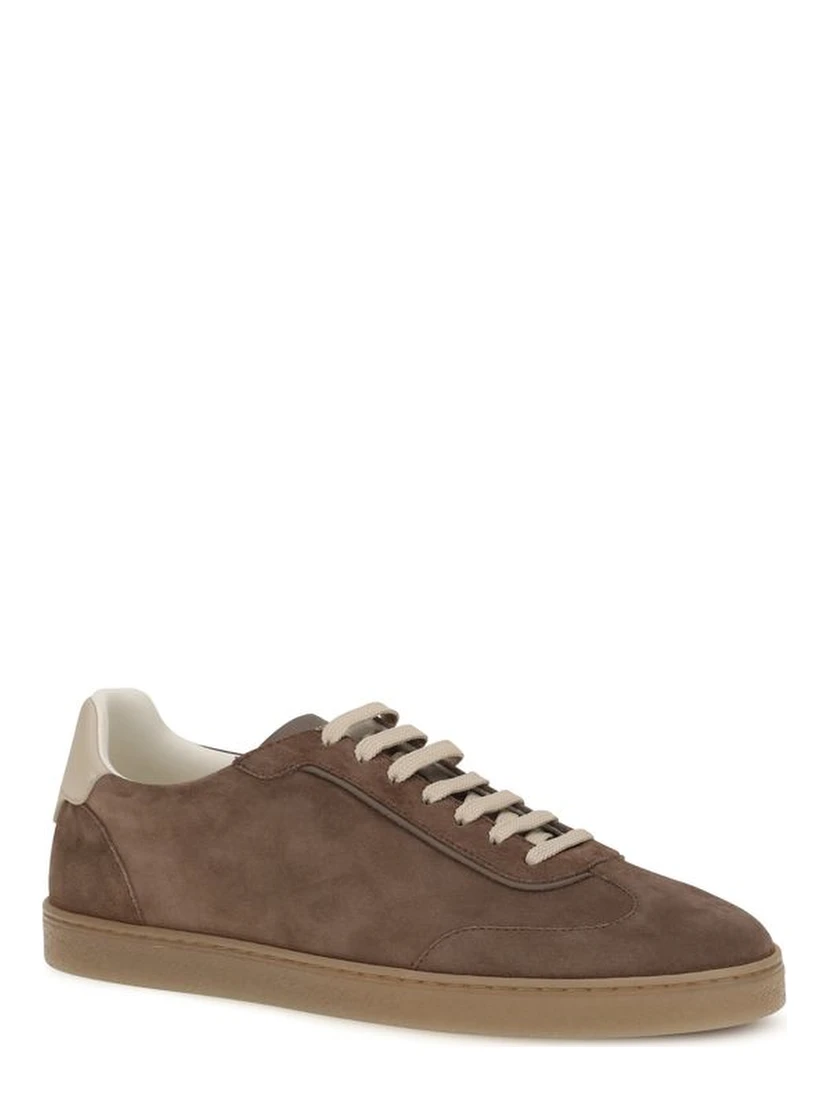 Beige Calf Leather Bos Taurus Low Top Sneakers