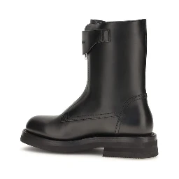 Black Calf Leather Bos Taurus Lace-Up Boots