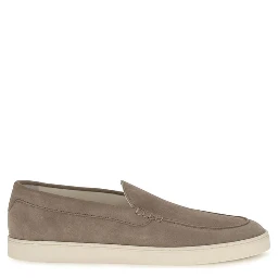 Gray Calf Leather Bos Taurus Slip-On Loafers