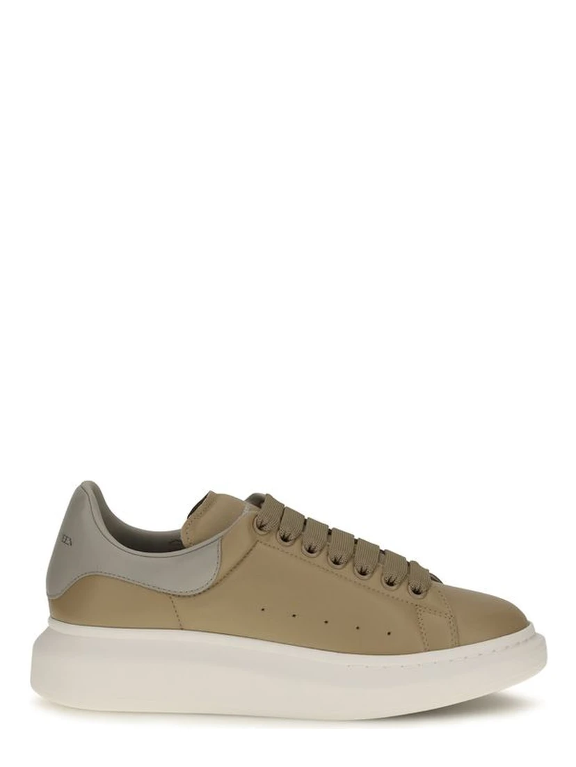 Beige Calf Leather Bos Taurus Platform Sneakers