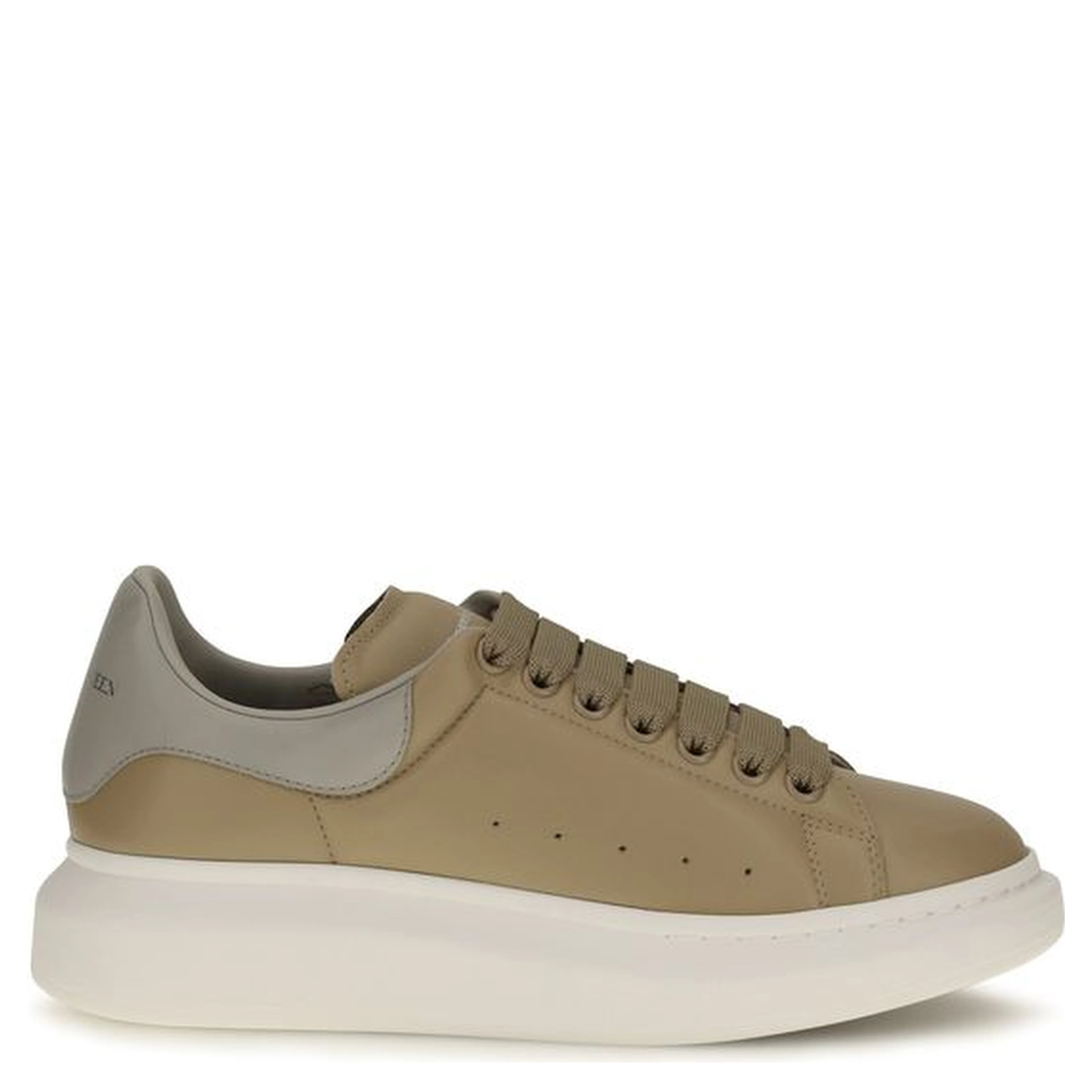 Beige Calf Leather Bos Taurus Platform Sneakers