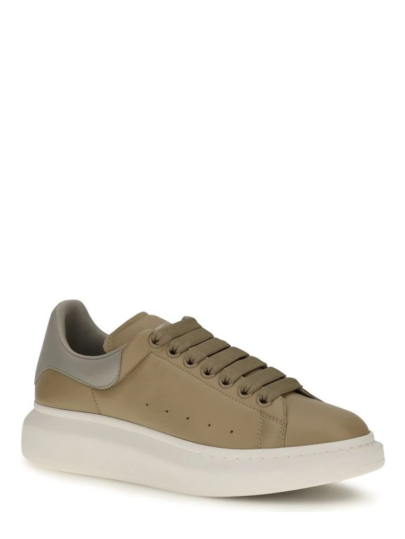 Beige Calf Leather Bos Taurus Platform Sneakers