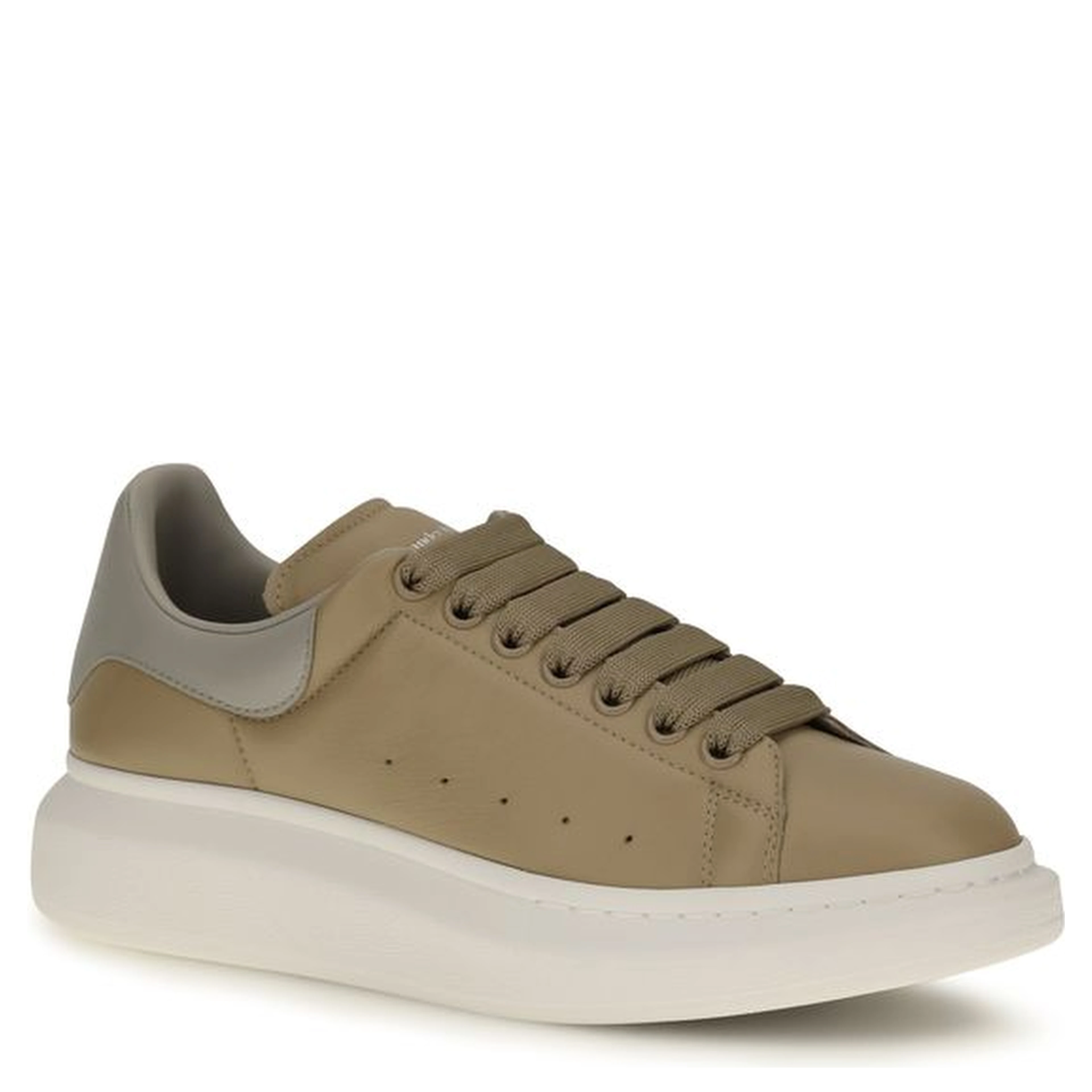 Beige Calf Leather Bos Taurus Platform Sneakers