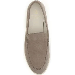 Gray Calf Leather Bos Taurus Slip-On Loafers