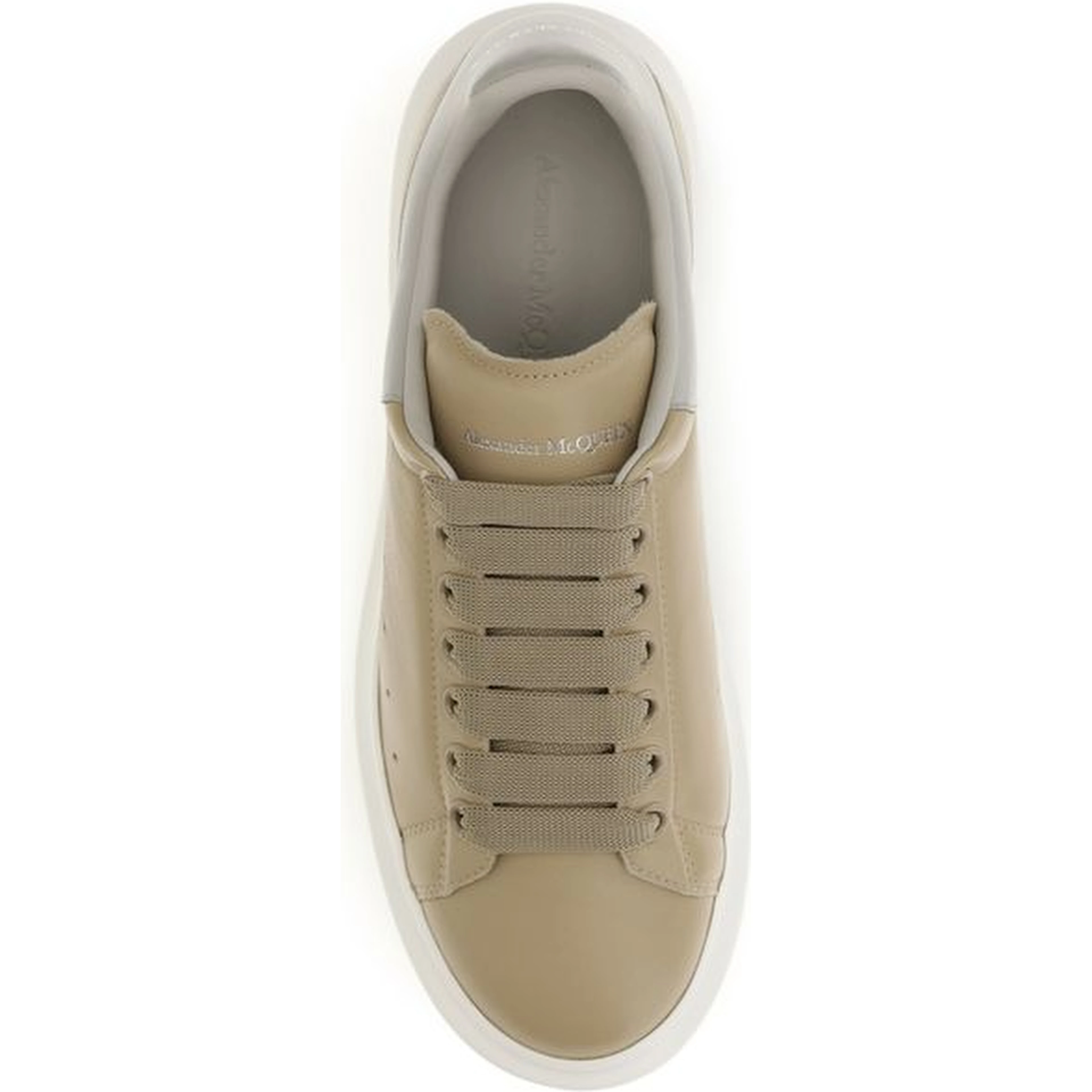Beige Calf Leather Bos Taurus Platform Sneakers