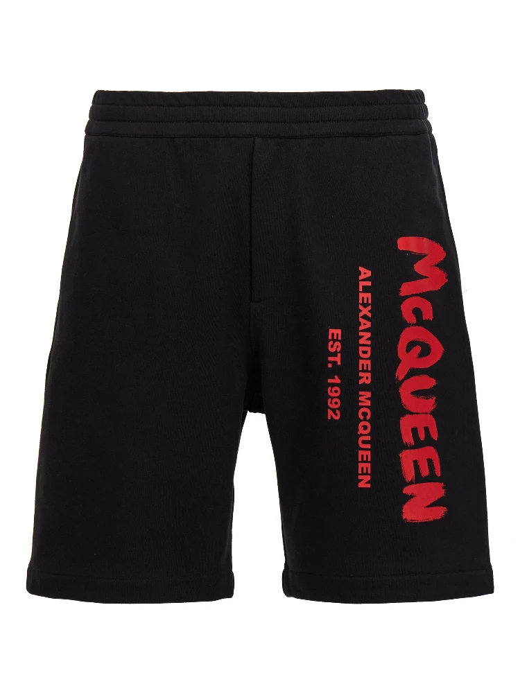 Black Cotton Bermuda Shorts