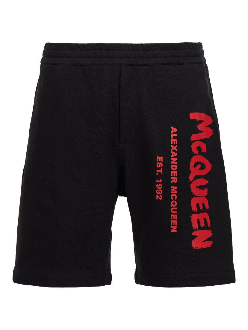 Black Cotton Bermuda Shorts