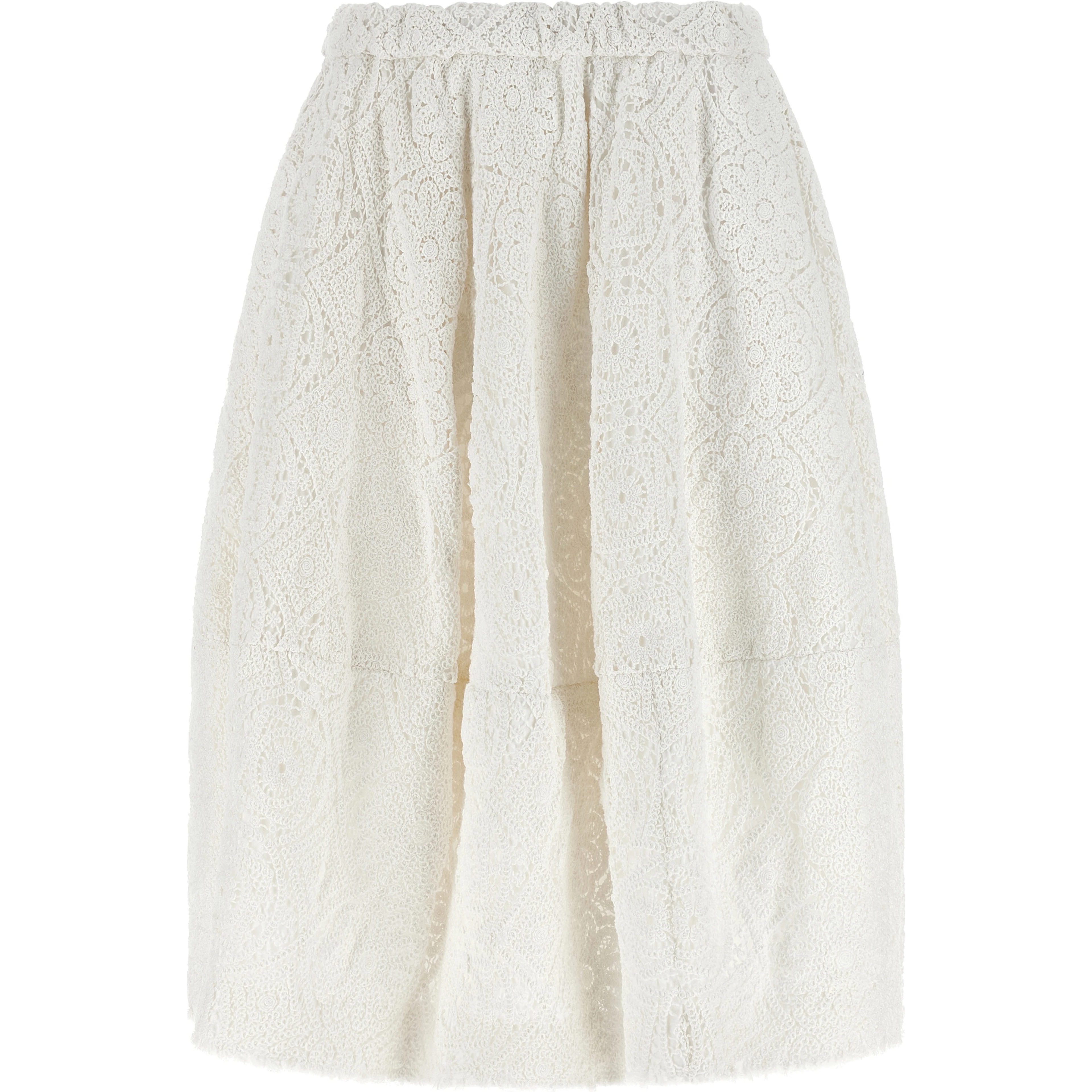 White Cotton Midi Skirt