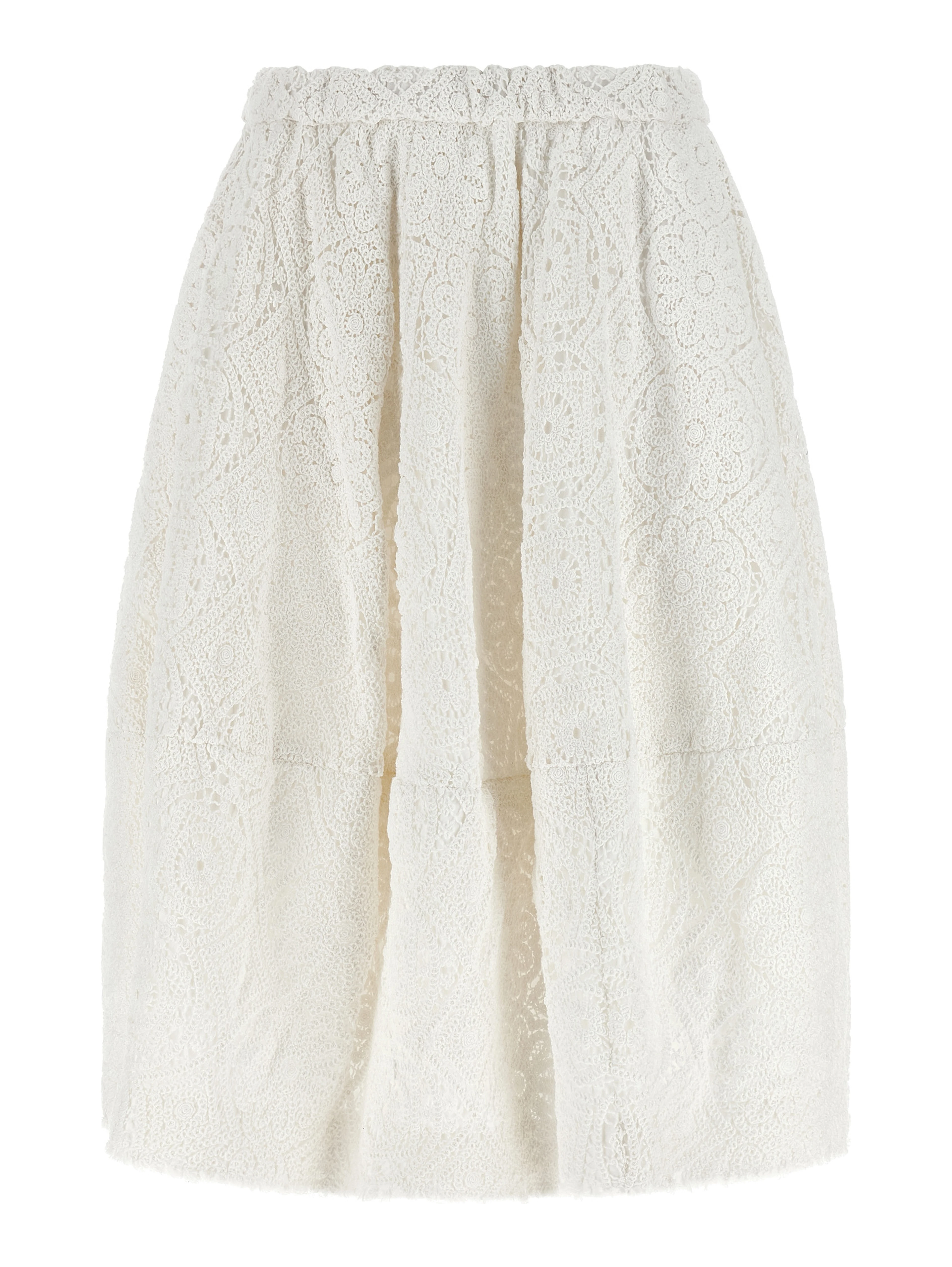 White Cotton Midi Skirt