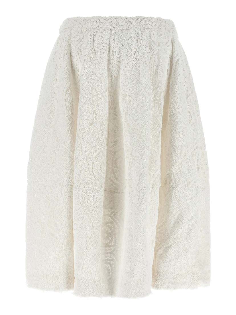 White Cotton Midi Skirt