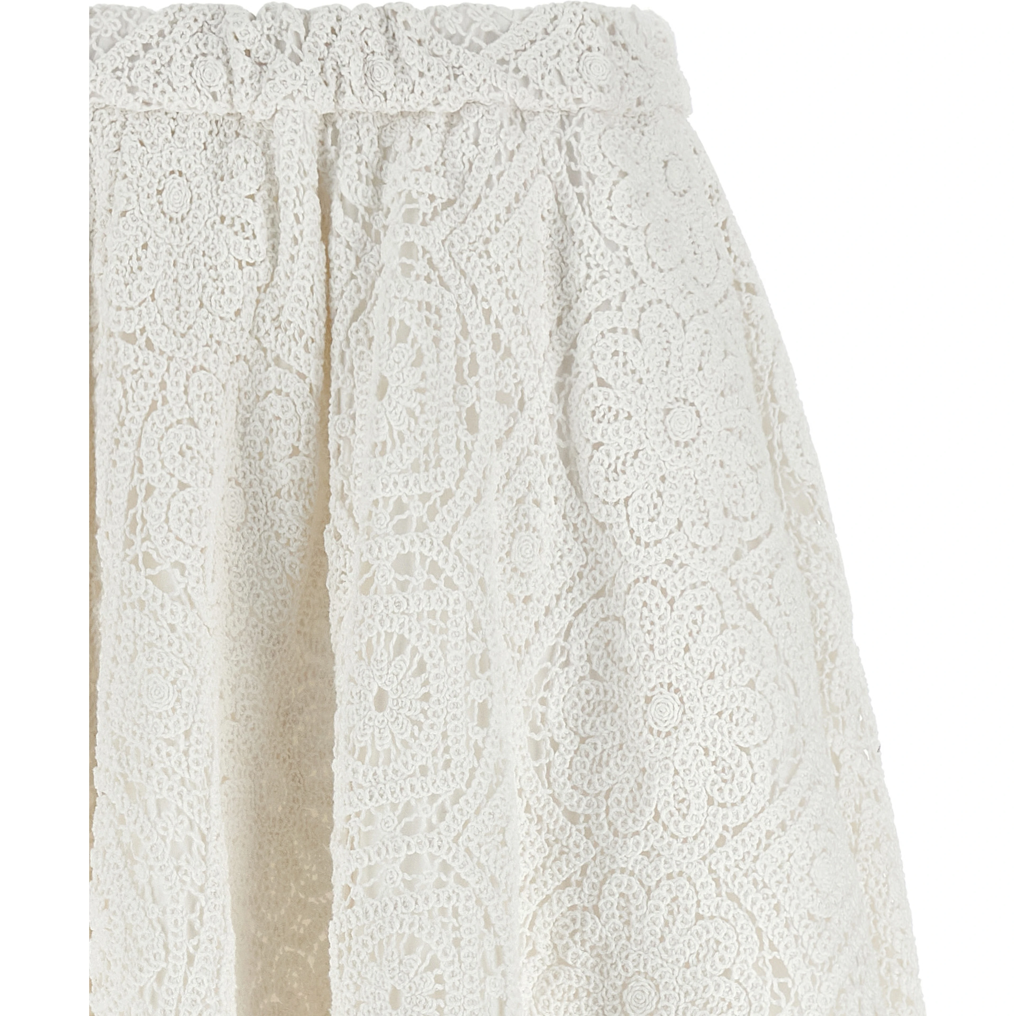 White Cotton Midi Skirt