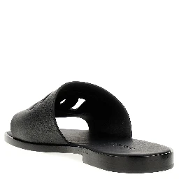 Black Leather Slides