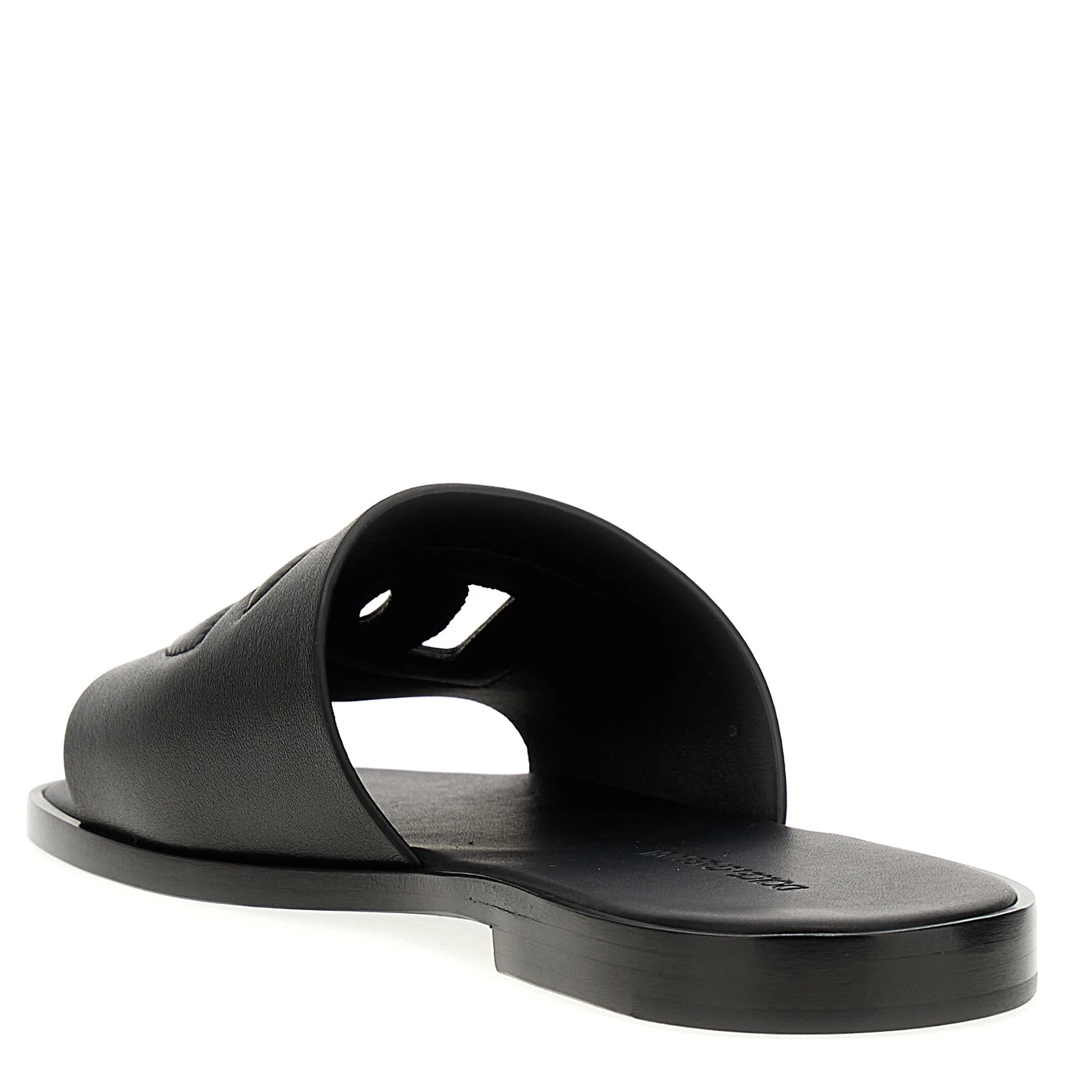 Black Leather Slides