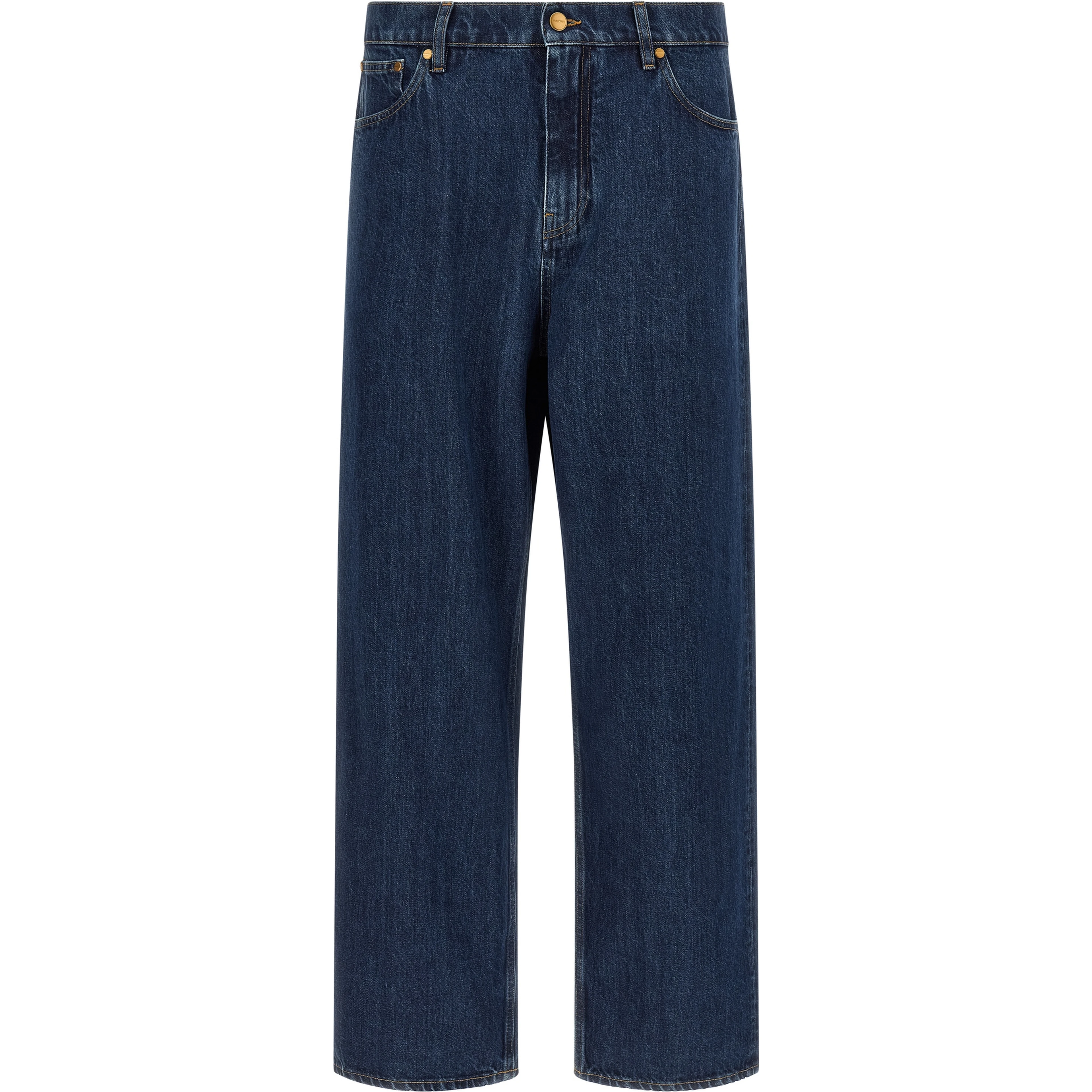 Blue Cotton Straight-Leg Jeans