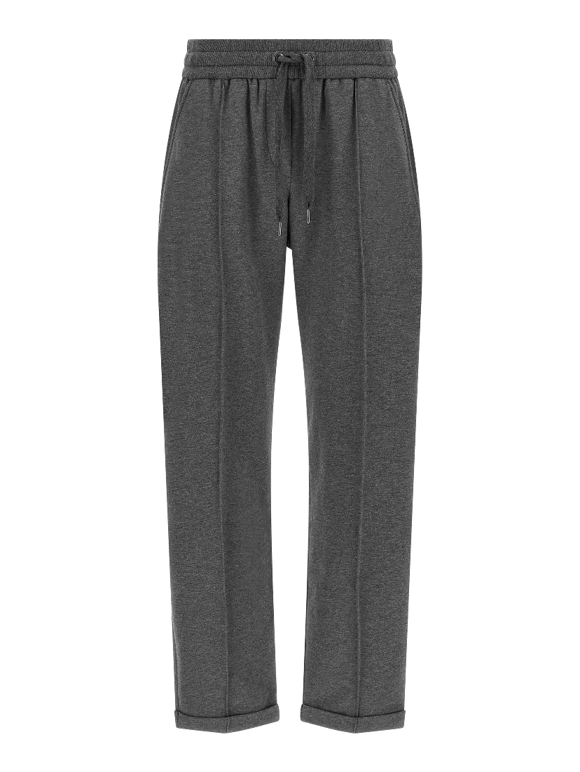 Gray Cotton Casual Pants