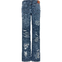Blue Cotton Flared Jeans