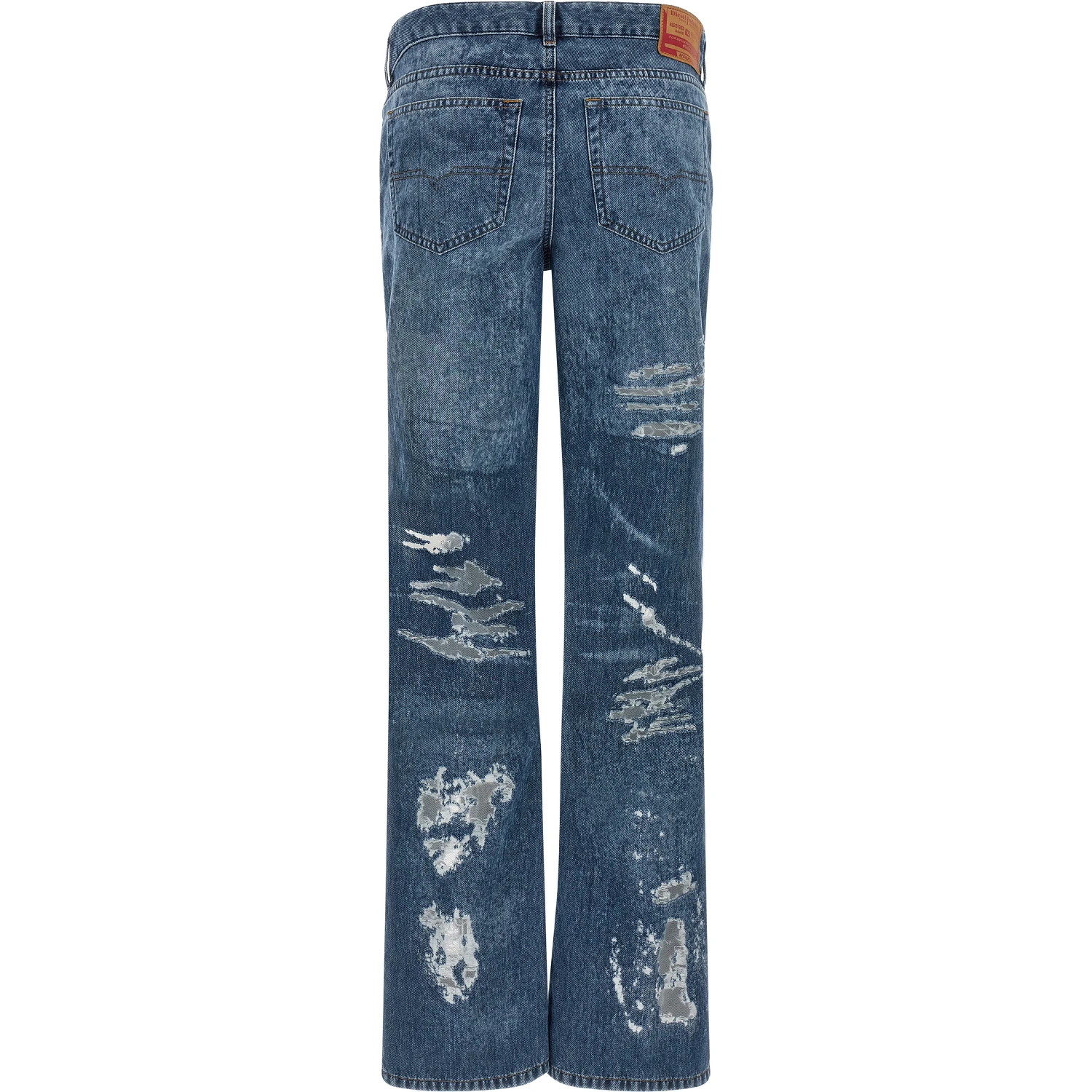 Blue Cotton Flared Jeans