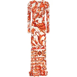 Orange Viscose Long Dress
