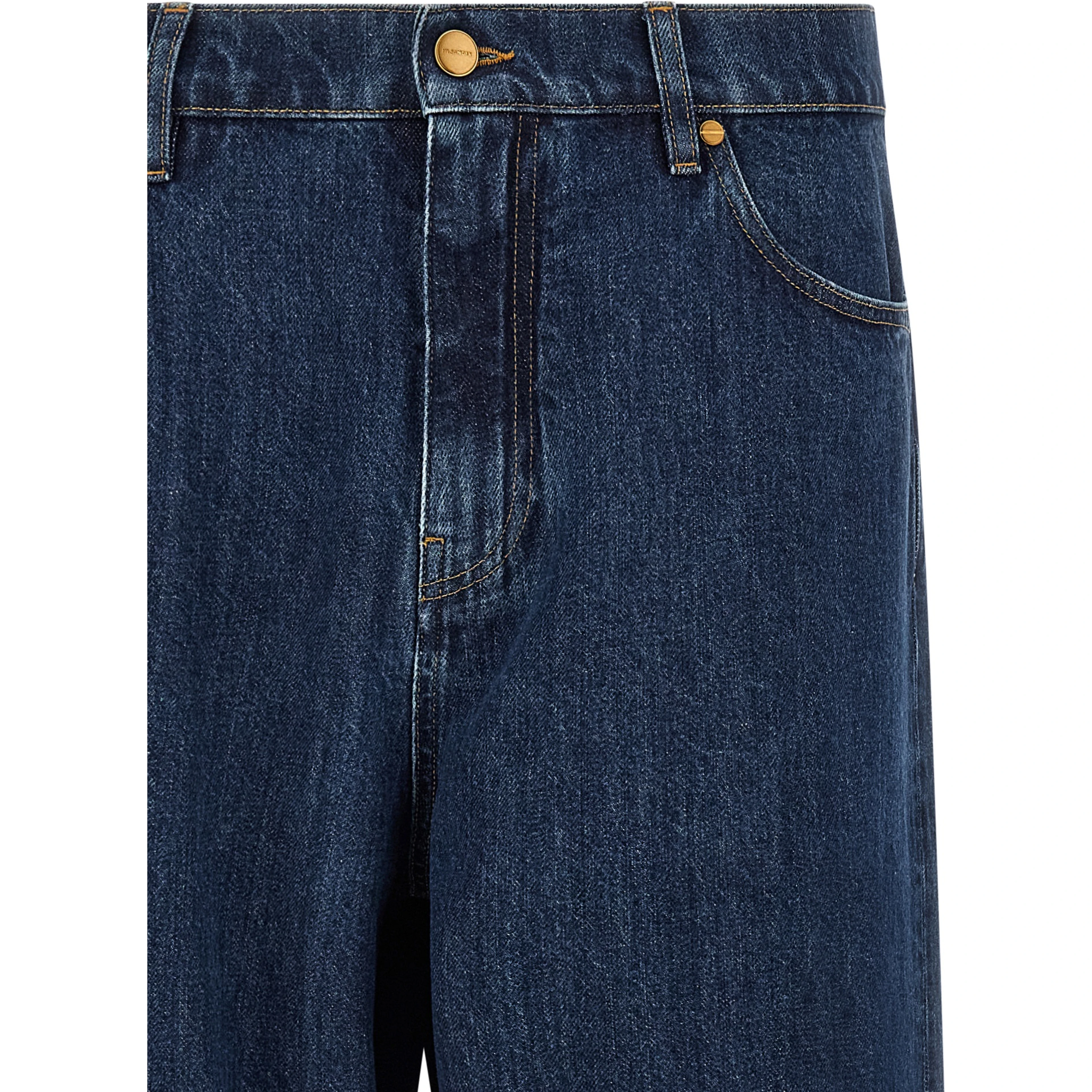 Blue Cotton Straight-Leg Jeans