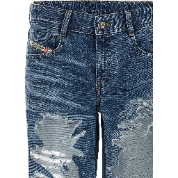 Blue Cotton Flared Jeans
