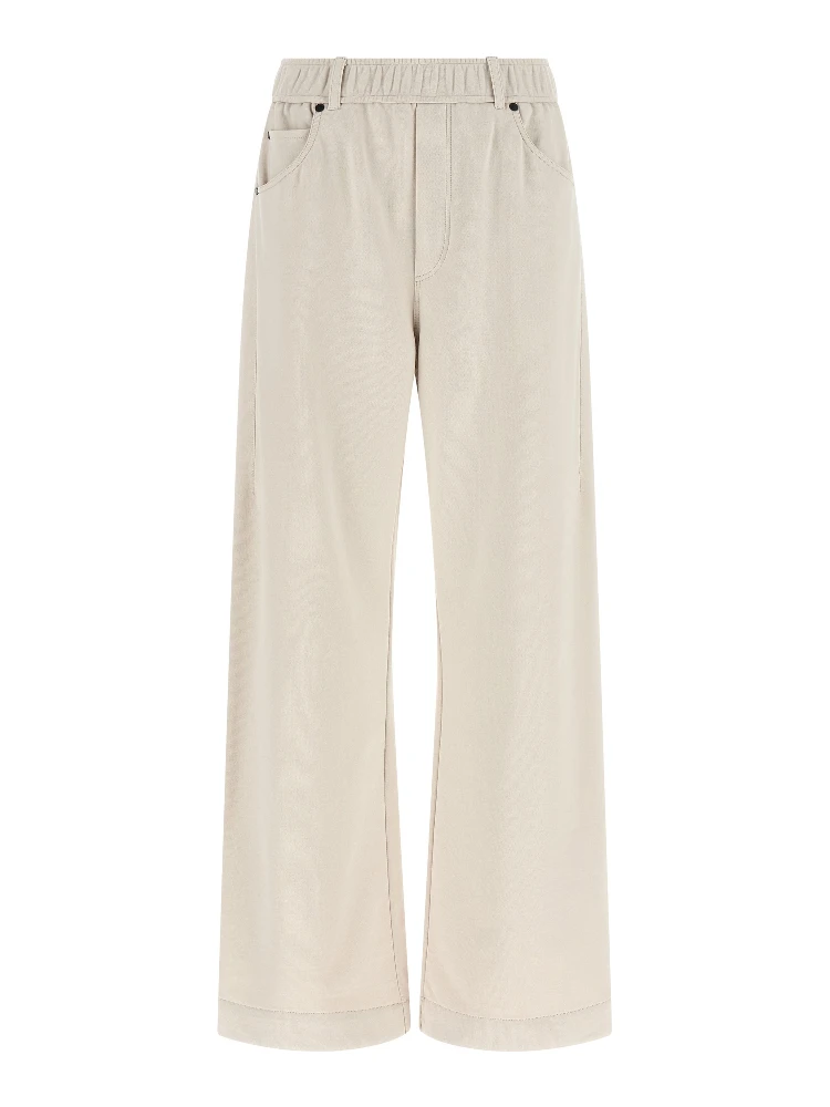 Beige Cotton Athletic Pants