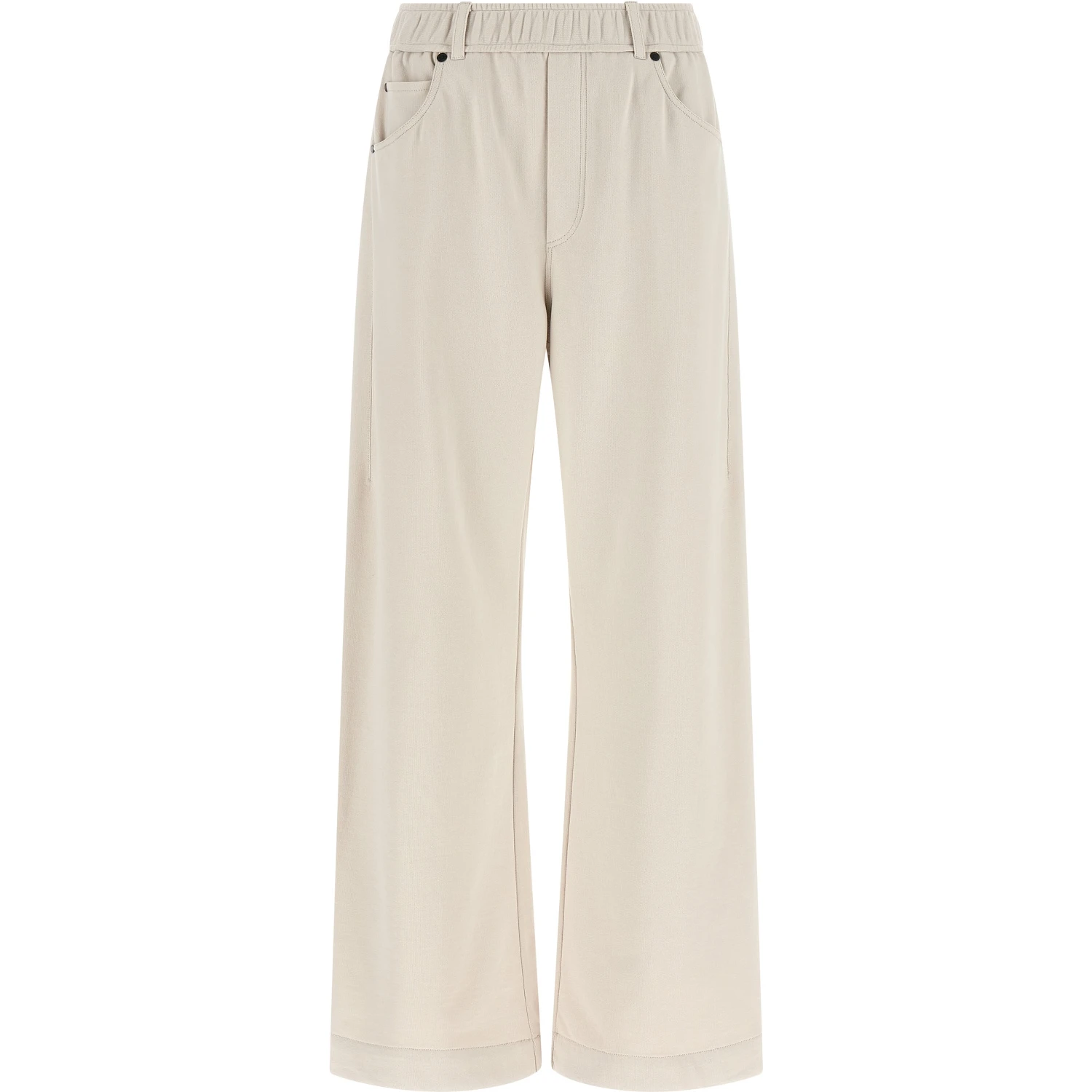 Beige Cotton Athletic Pants