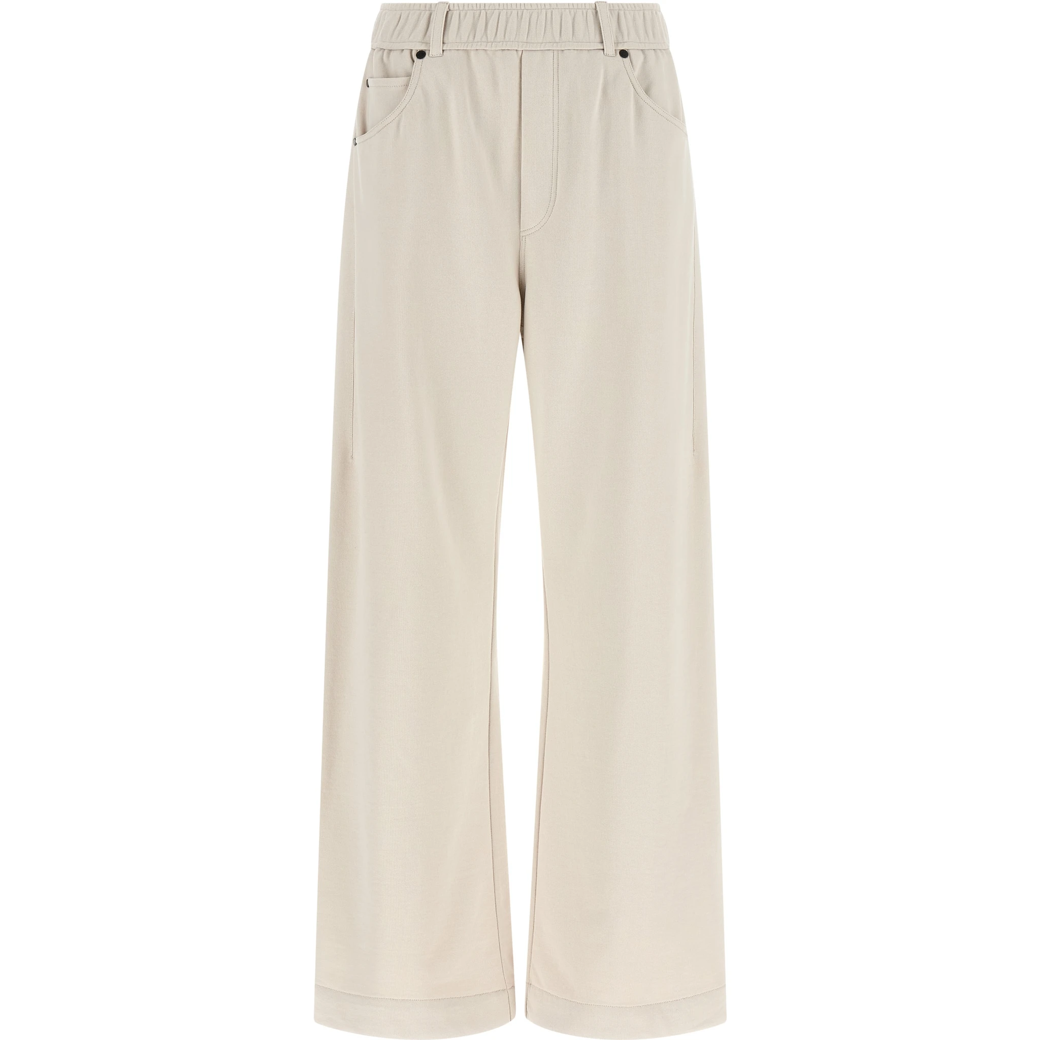 Beige Cotton Athletic Pants