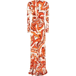 Orange Viscose Long Dress