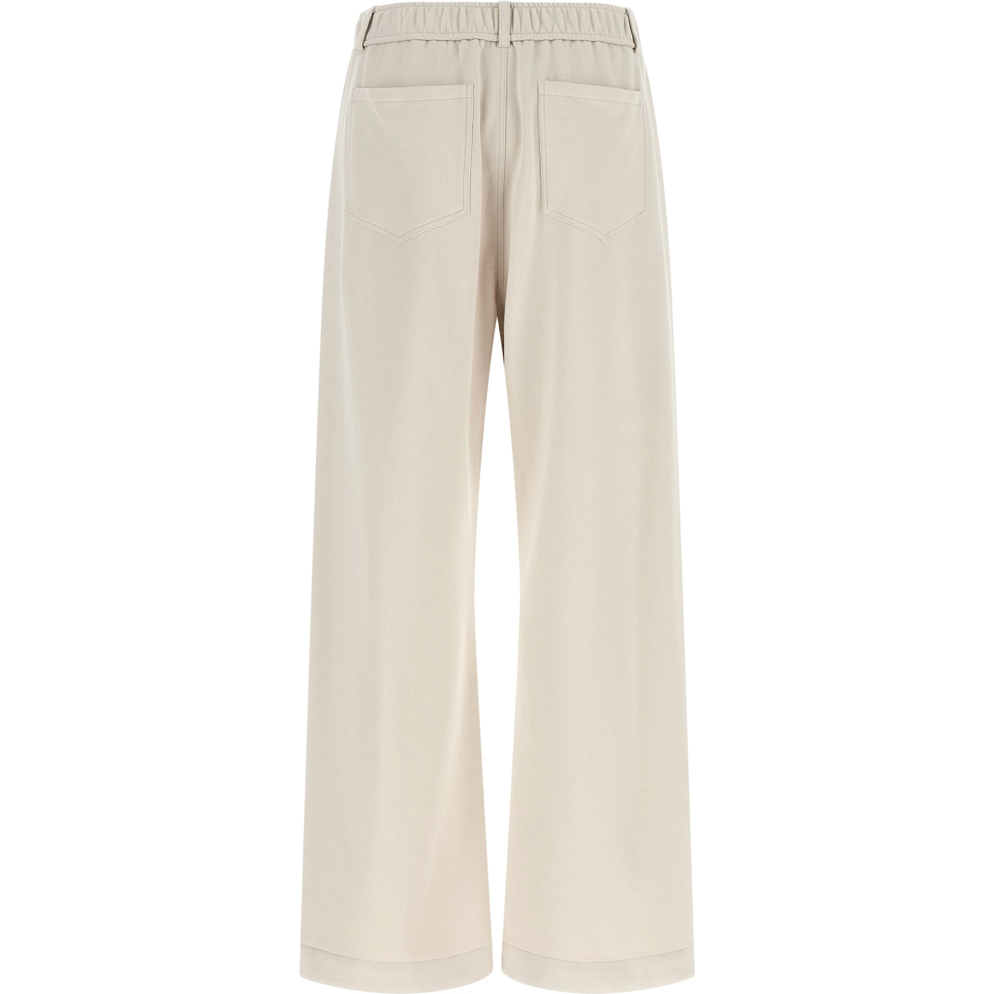Beige Cotton Athletic Pants