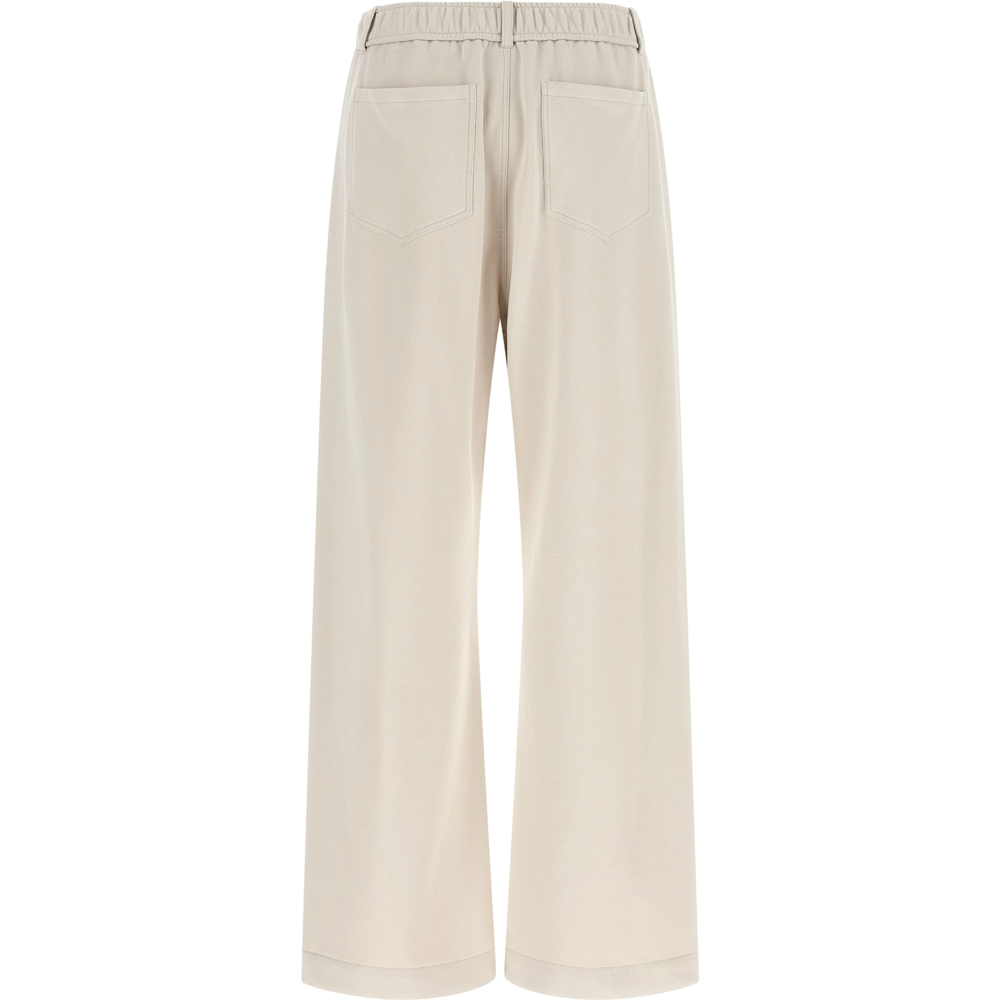 Beige Cotton Athletic Pants