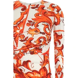 Orange Viscose Long Dress