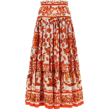 Orange Cotton Mini Skirt