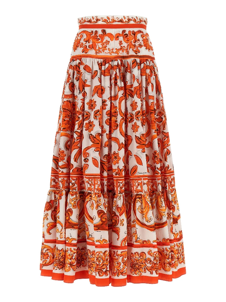 Orange Cotton Mini Skirt