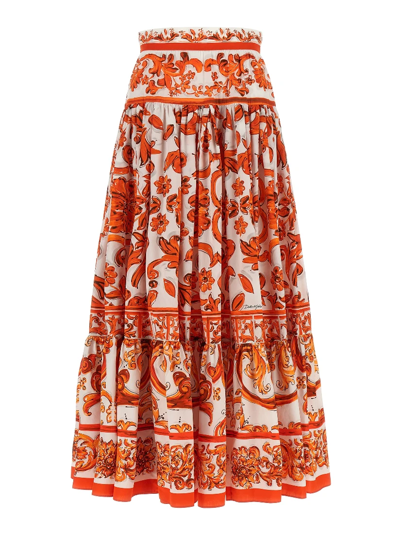 Orange Cotton Mini Skirt