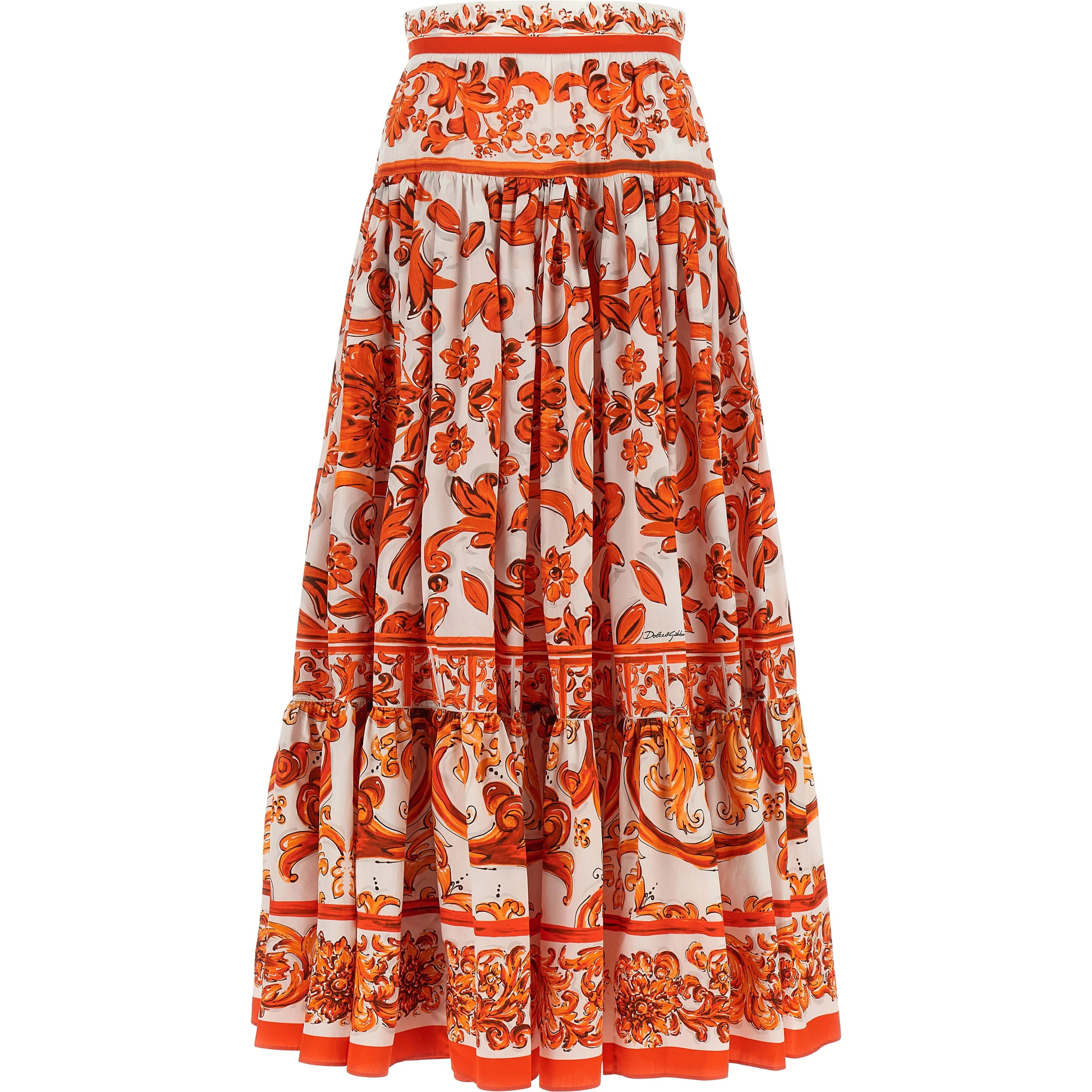Orange Cotton Mini Skirt