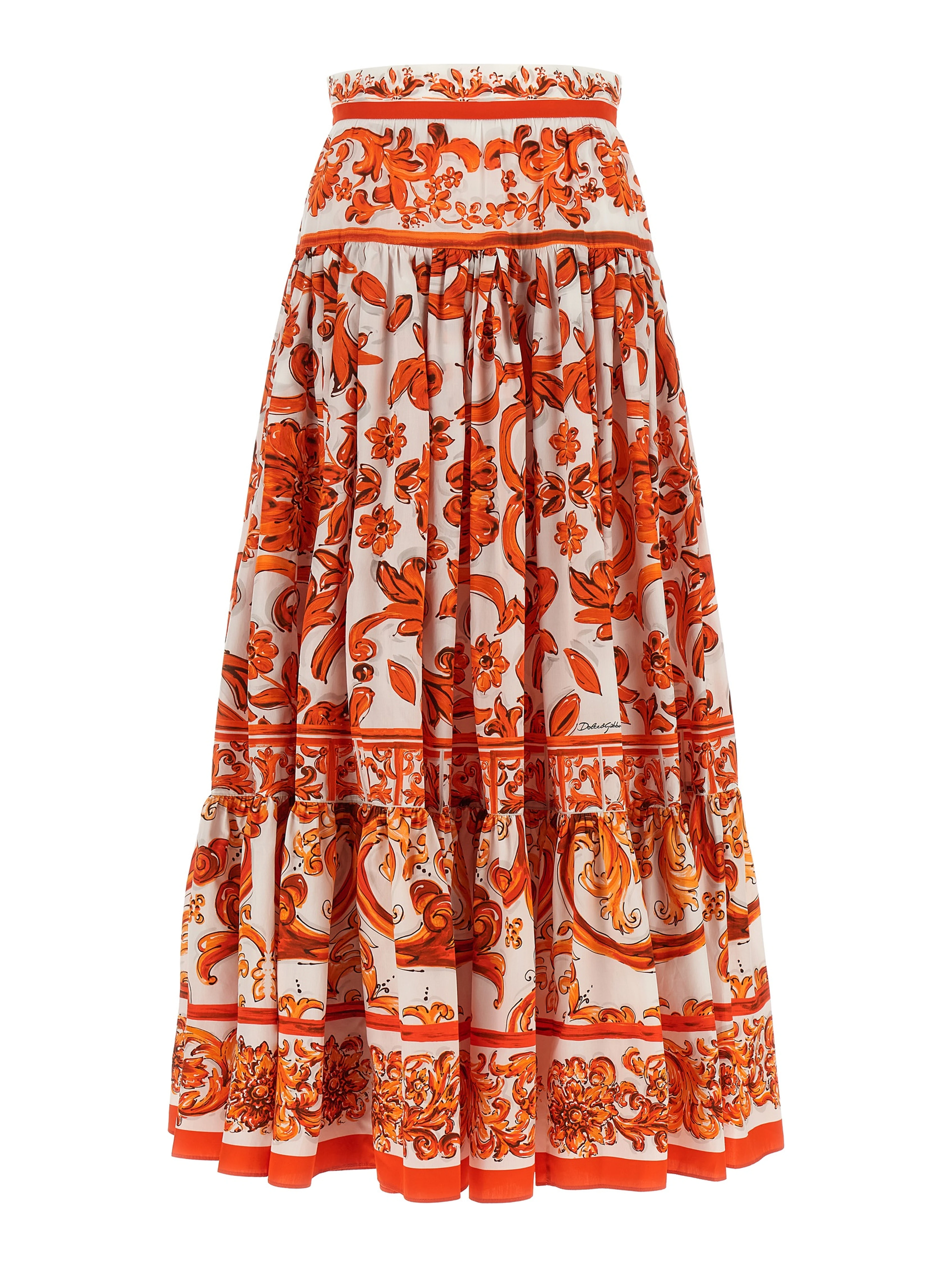 Orange Cotton Mini Skirt