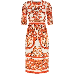 Orange Silk Midi Dress