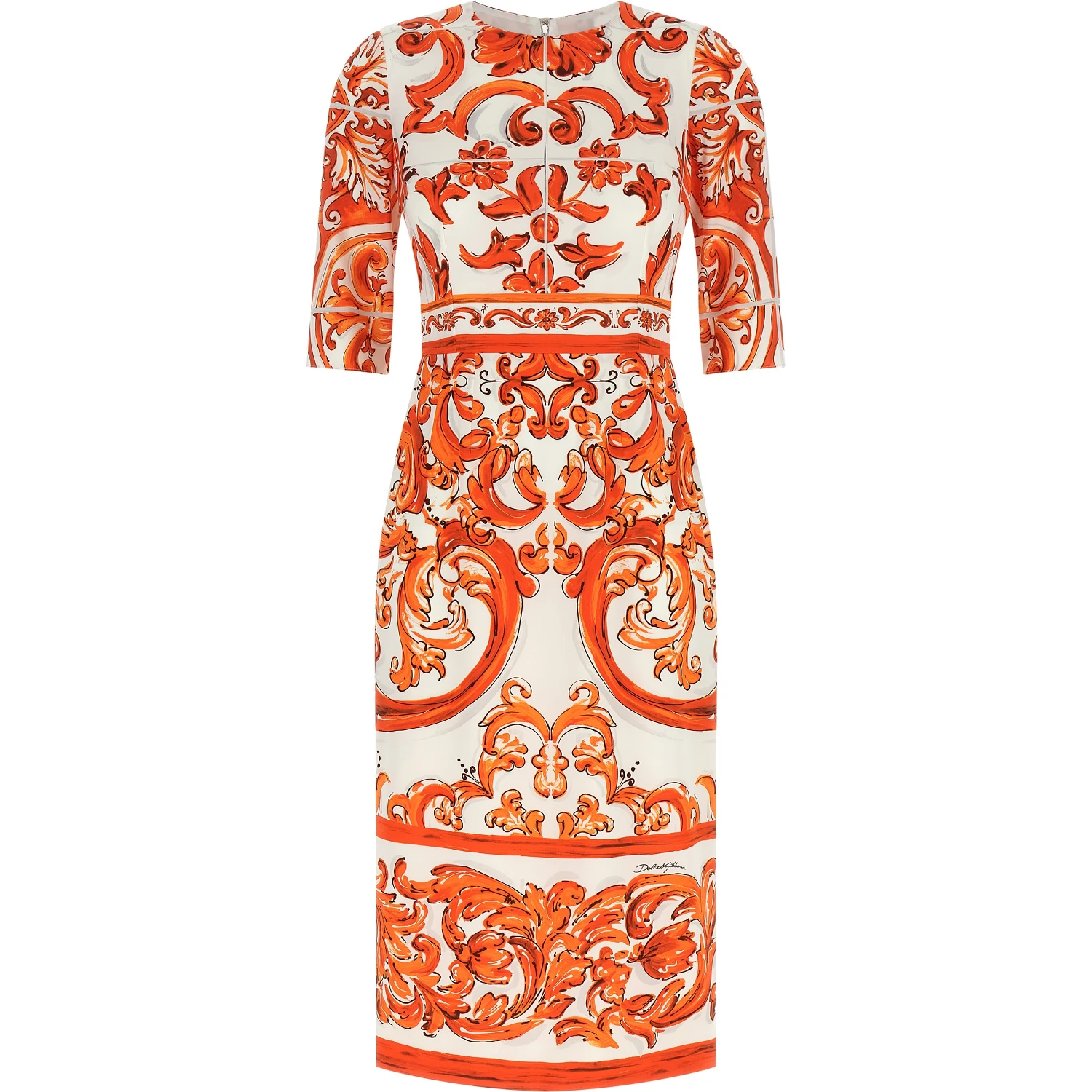 Orange Silk Midi Dress