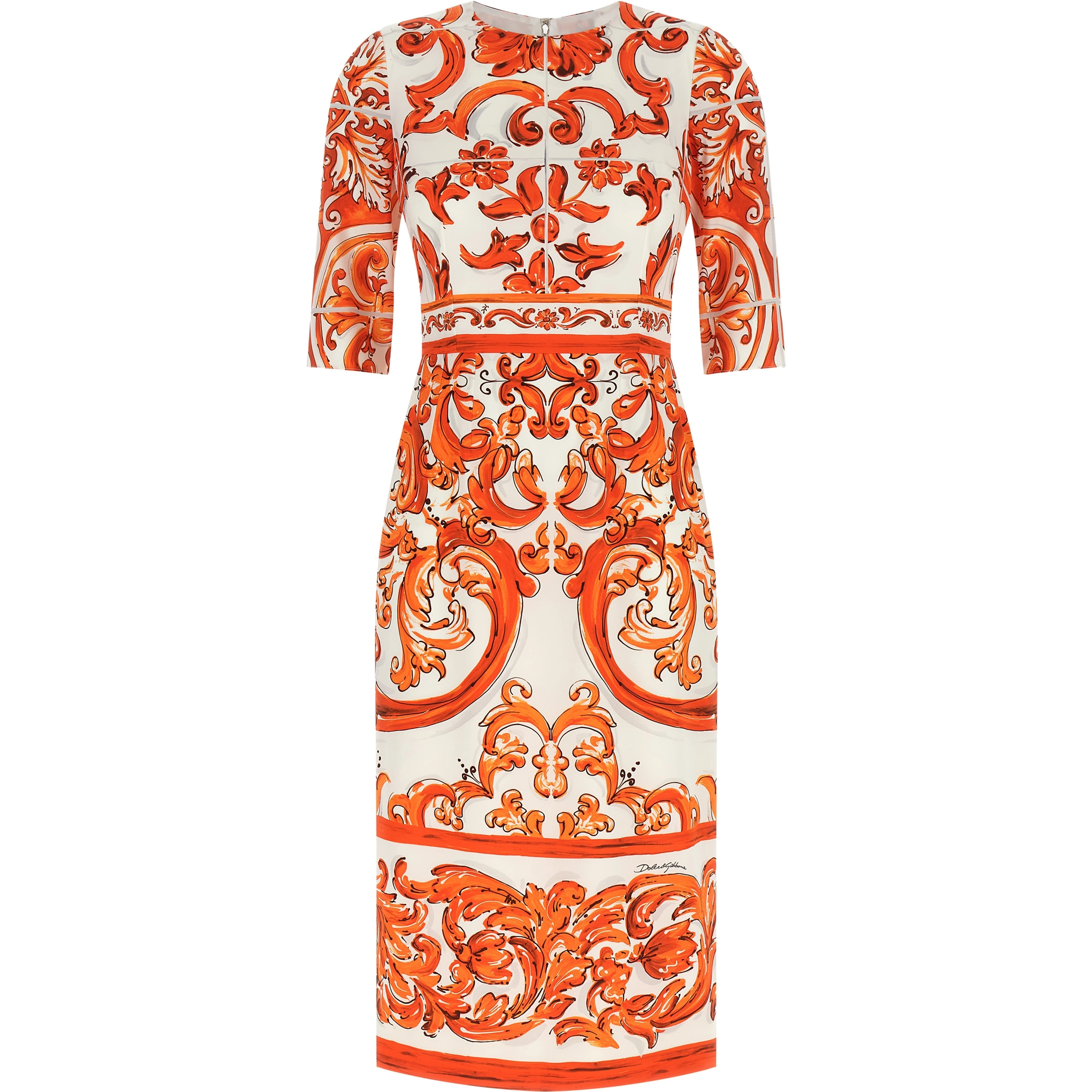 Orange Silk Midi Dress