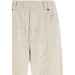 Beige Cotton Athletic Pants