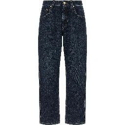 Blue Cotton Straight-Leg Jeans