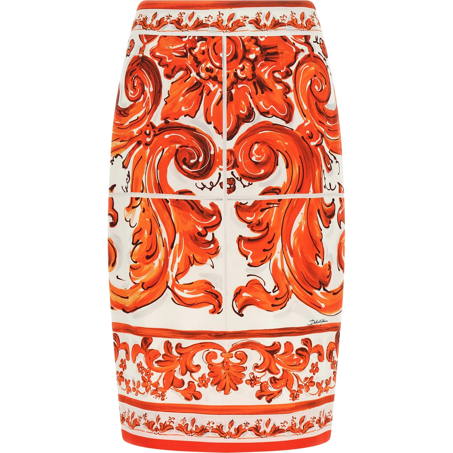 Orange Silk Midi Skirt