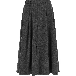 Gray Virgin Wool Midi Skirt