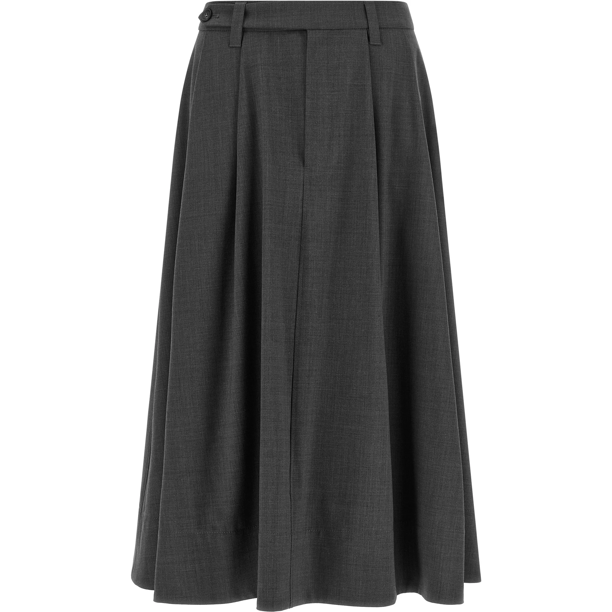 Gray Virgin Wool Midi Skirt