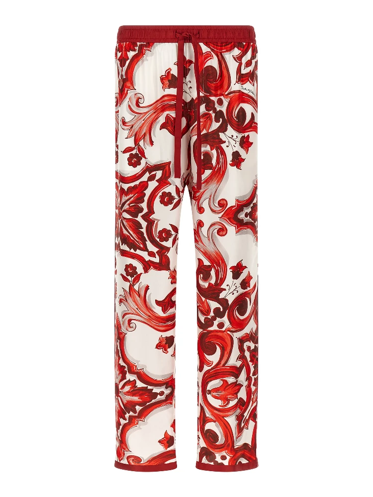 Multicolor Silk Casual Pants