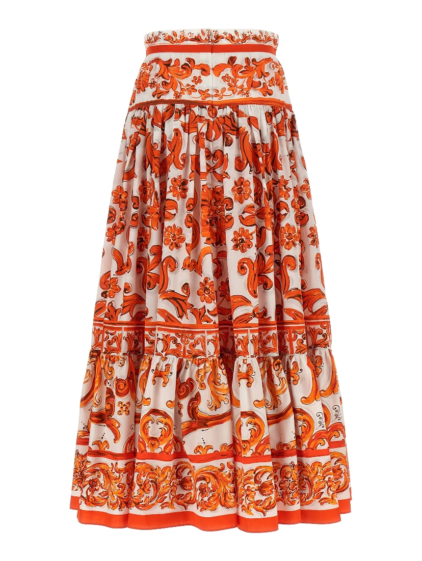 Orange Cotton Mini Skirt