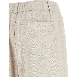 Beige Cotton Athletic Pants