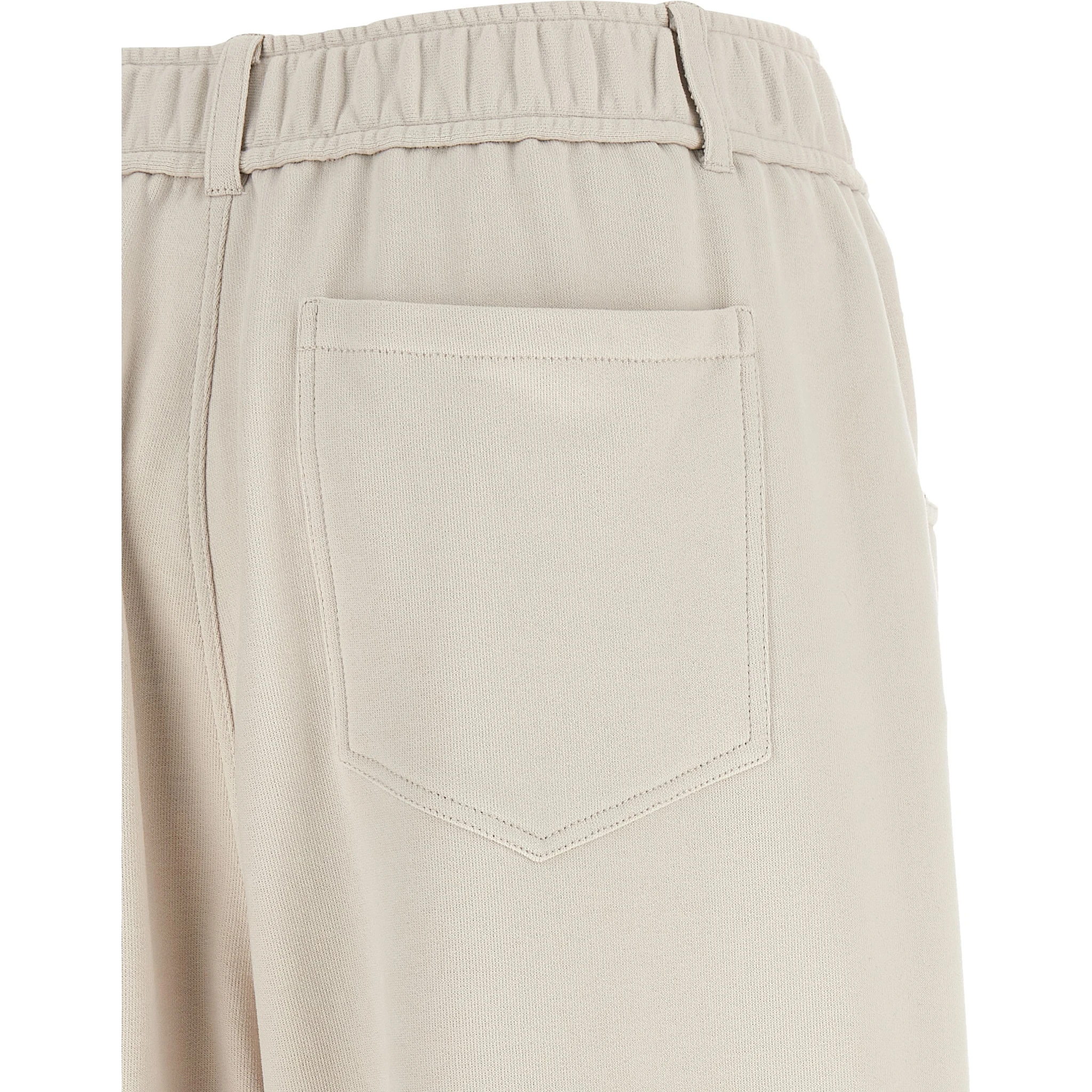 Beige Cotton Athletic Pants