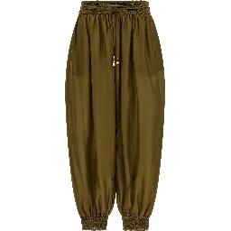 Bicolor Silk Casual Pants